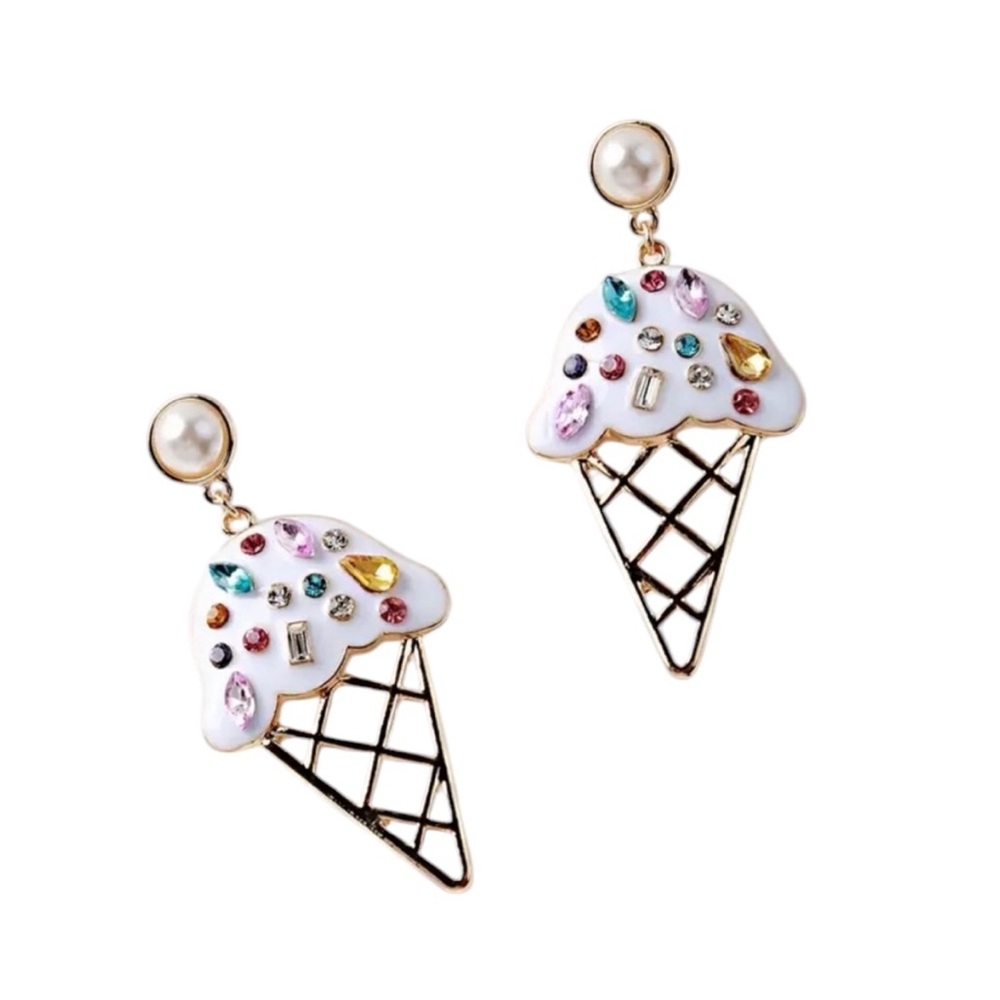 Rhinestone Ice Cream Dangle Earrings